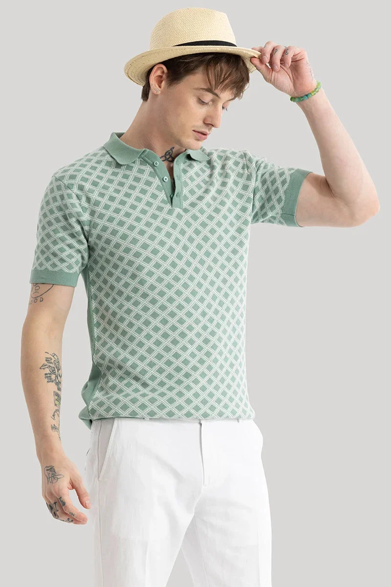 SNITCH Gianna Green Geometric Polo T-Shirt